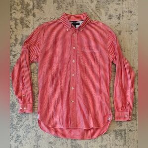 Tommy Hilfiger Red Striped Long Sleeve Button-Up Shirt Medium